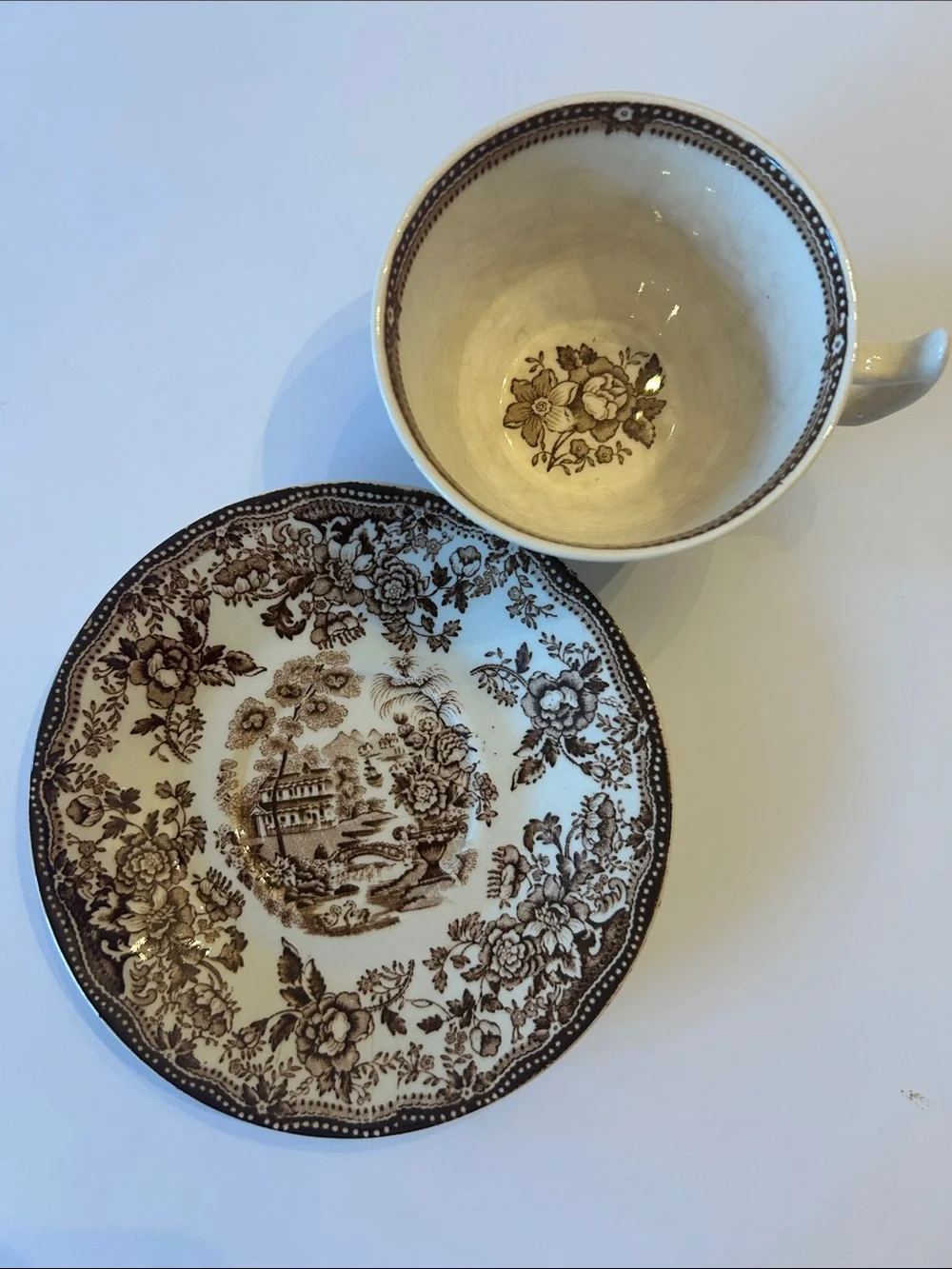 Royal Staffordshire Tonquin Brown Teacup & Saucer Set